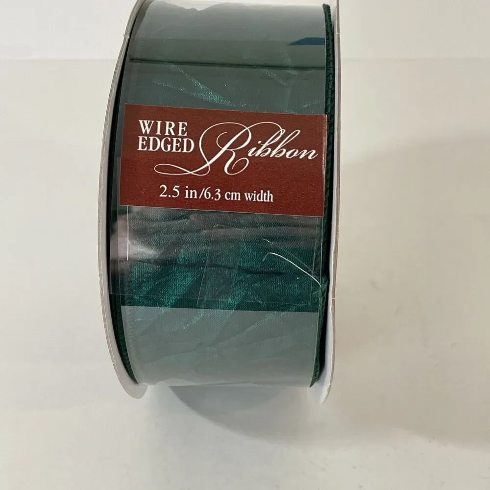 Kirkland Signature Wire Edged Green Sheer Christmas Ribbon 50 yards
